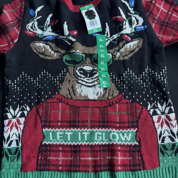 Ugly Holiday Sweater Adult Extra Large Christmas Reindeer Festive Multicolor NEW - Picture 3 of 11